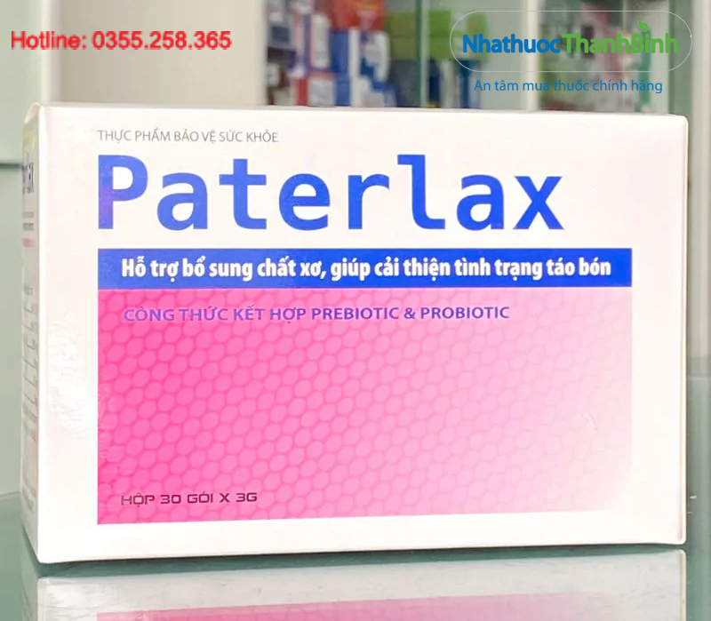 Paterlax hộp 30 gói cốm bổ sung chất xơ và lợi khuẩn hỗ trợ giảm táo bón