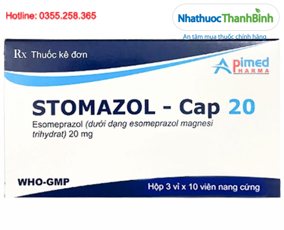 Thuốc Stomazol cap 20 có thành phần chính là Esomeprazol 20mg