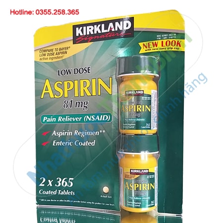 Viên uống giảm đau Kirkland Low Dose Aspirin 2 lọ x 365 viên