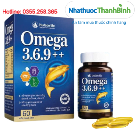 Omega 369 ++ Hudson Life hỗ trợ giảm triệu chứng khô mắt mỏi mắt nhìn mờ, giảm nguy cơ xơ vữa động mạch