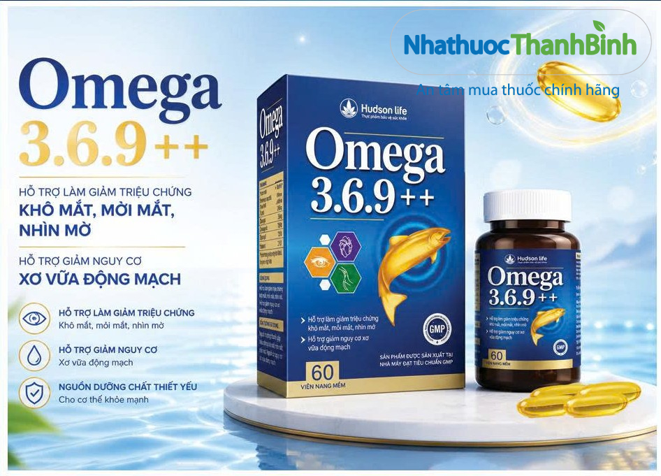 Omega 369++ Hudson Life phù hợp cho người khô mắt, mỏi mắt, nhìn mờ và người có nguy cơ xơ vữa động mạch
