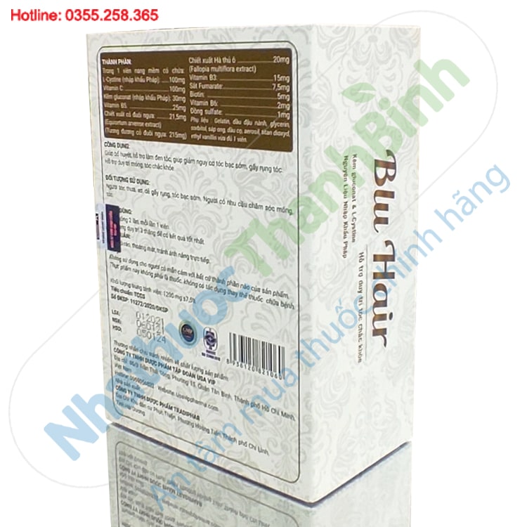 Blu Hair hộp 30 viên hỗ trợ tóc mọc nhanh