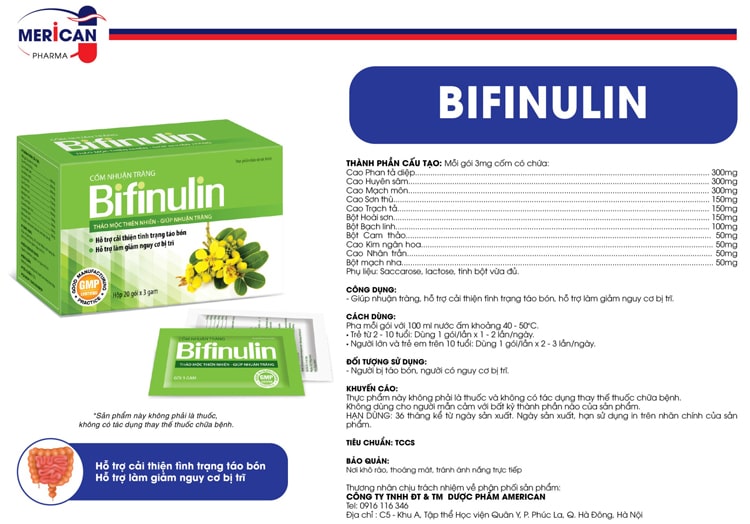 Cốm nhuận tràng Bifinulin hộp 20 gói