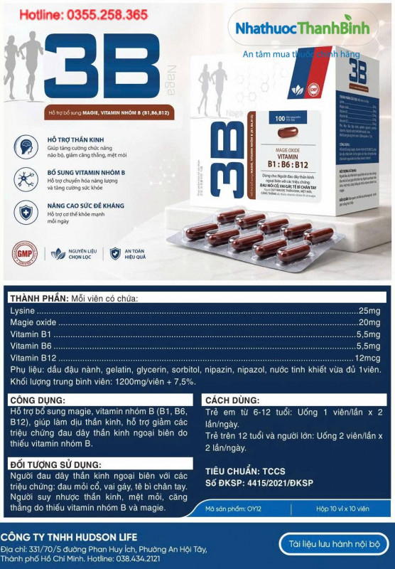 3B Naga hỗ trợ làm dịu thần kinh và giảm triệu chứng đau dây thần kinh ngoại biên do thiếu vitamin nhóm B