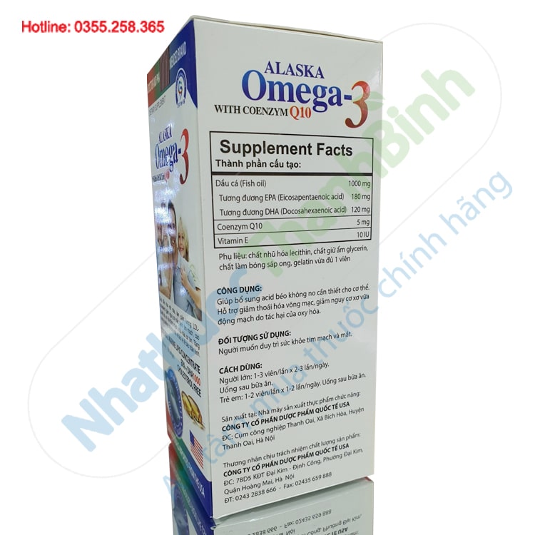 Viên uống dầu cá Omega 3 Alaska with Coenzym Q10 lọ 100 viên