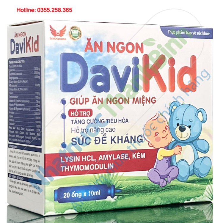 Thực phẩm bảo vệ sức khỏe Ăn ngon Davikid hộp 20 ống x 10ml