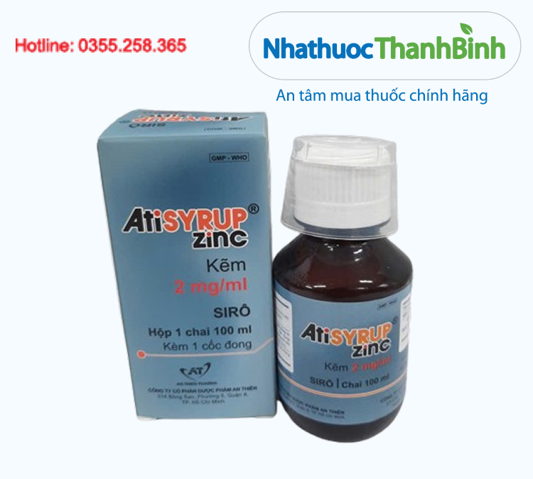 Thuốc Atisyrup Zinc 20mg/10ml điều trị thiếu kẽm cho trẻ em