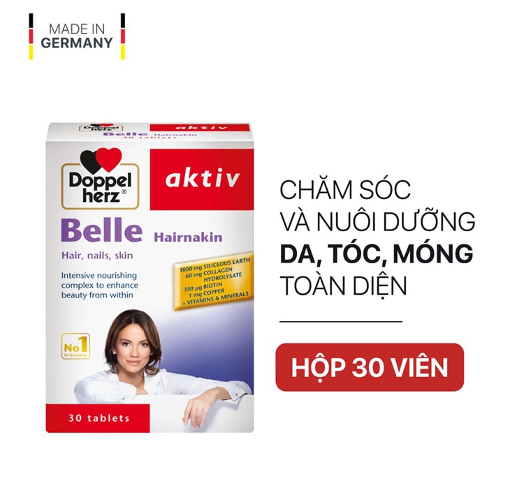 Belle Hairnakin chăm sóc da tóc móng toàn diện hộp 30 viên nhập khẩu Đức