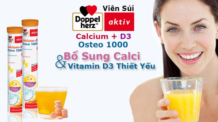 Viên Sủi Doppelherz Aktiv Calcium + D3 Osteo 1000 tuýp 15 viên