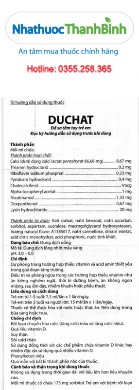 Thuốc Duchat được chỉ định phòng ngừa và điều trị thiếu vitamin hỗ trợ trẻ ăn ngon và phát triển toàn diện