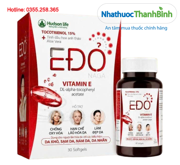 E Đỏ Naga viên uống Vitamin E 400 IU hỗ trợ chống oxy hóa và làm đẹp da