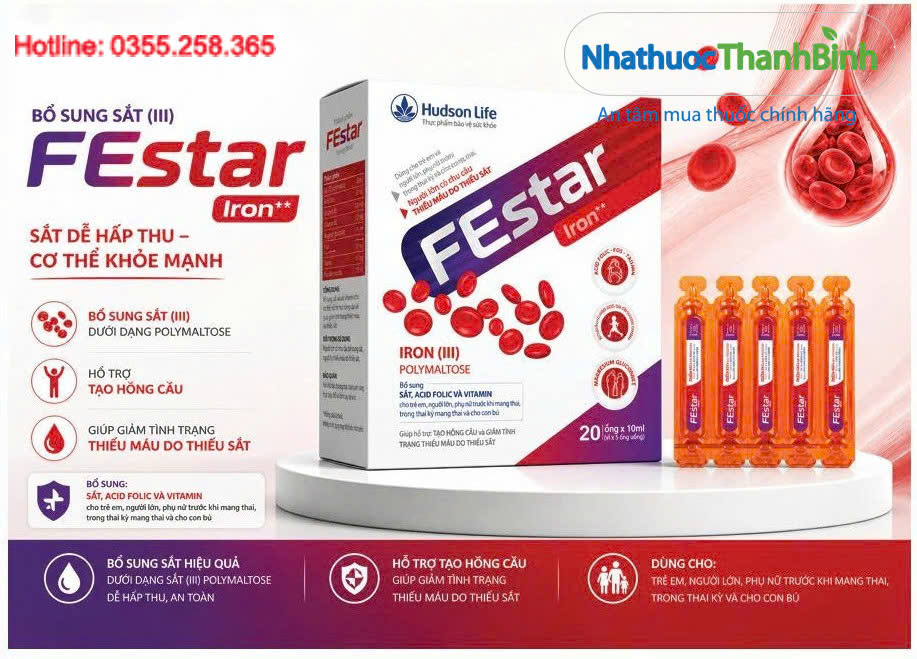 Festar Iron 20 ống x 10 ml bổ sung sắt cho trẻ em, người lớn và phụ nữ mang thai