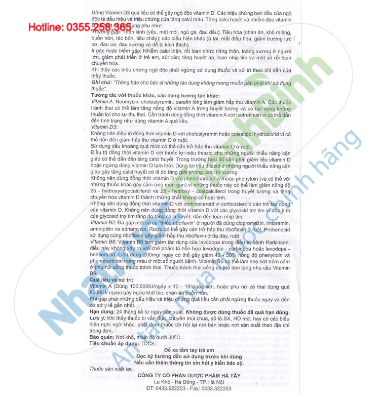 Hướng dẫn sử dụng Thuốc Gadacal tờ 2