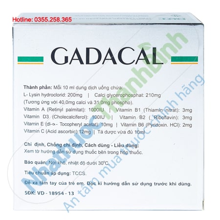 Thuốc Gadacal bổ sung canxi, Lysin và các viatmin cho bé