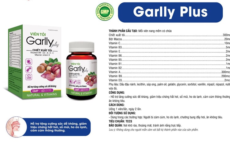 Viên tỏi Garlly Plus hộp 60 viên hỗ trợ tăng cường sức đề kháng