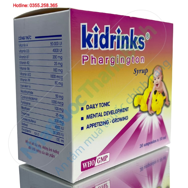 Siro kidrinks phargington bổ sung vitamin phù hợp cho cả trẻ em và người lớn
