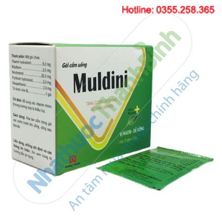Thuốc Muldini (hộp 25 gói cốm uống) tăng cường sức đề kháng bổ sung vitamin