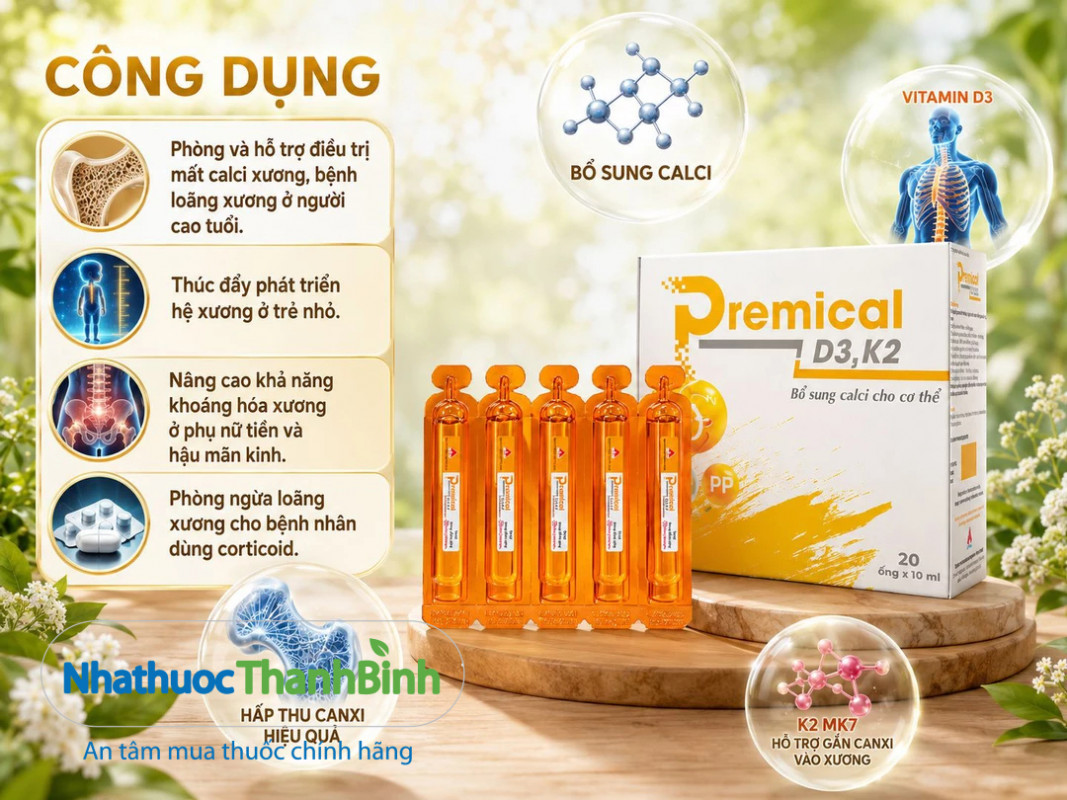 Premical D3K2 là lựa chọn phù hợp giúp bổ sung Canxi cho trẻ em đang phát triển chiều cao và hệ xương