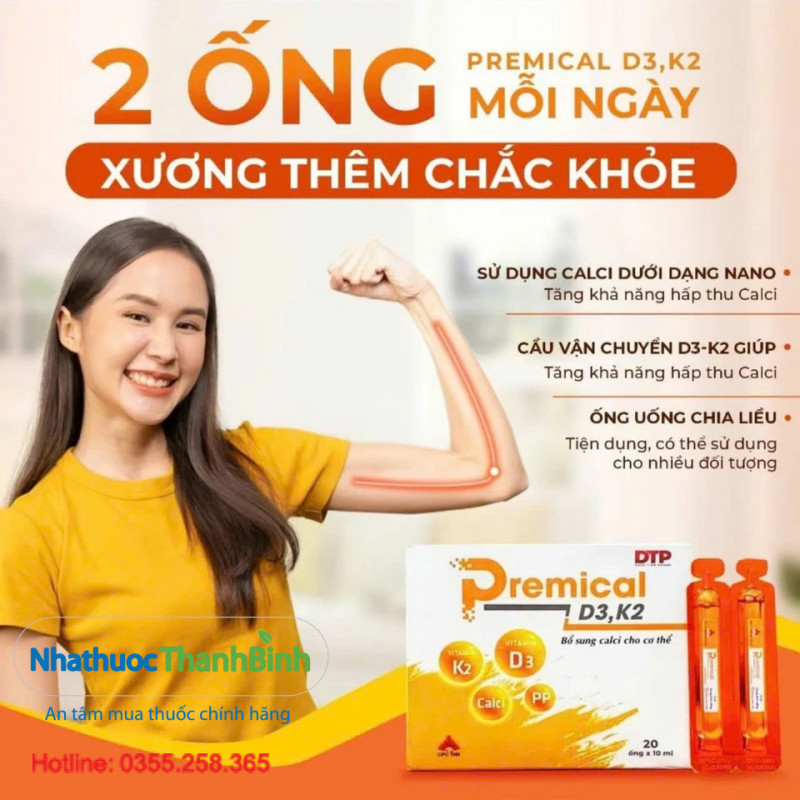 Premical D3K2 Bổ Sung Canxi, Vitamin D3 & K2 Hỗ Trợ Phát Triển Chiều Cao, Xương Răng Chắc Khỏe