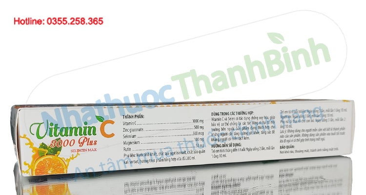 Vitamin C 3000 Plus Selenzin Max hộp 20 ống x 10ml