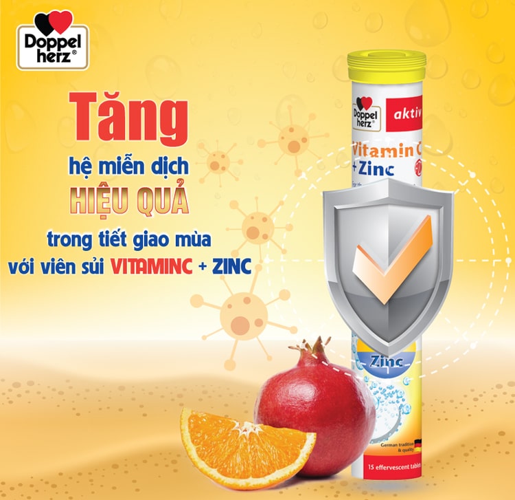 Viên Sủi Vitamin C + Zinc giúp tăng cường hệ miễn dịch cơ thể